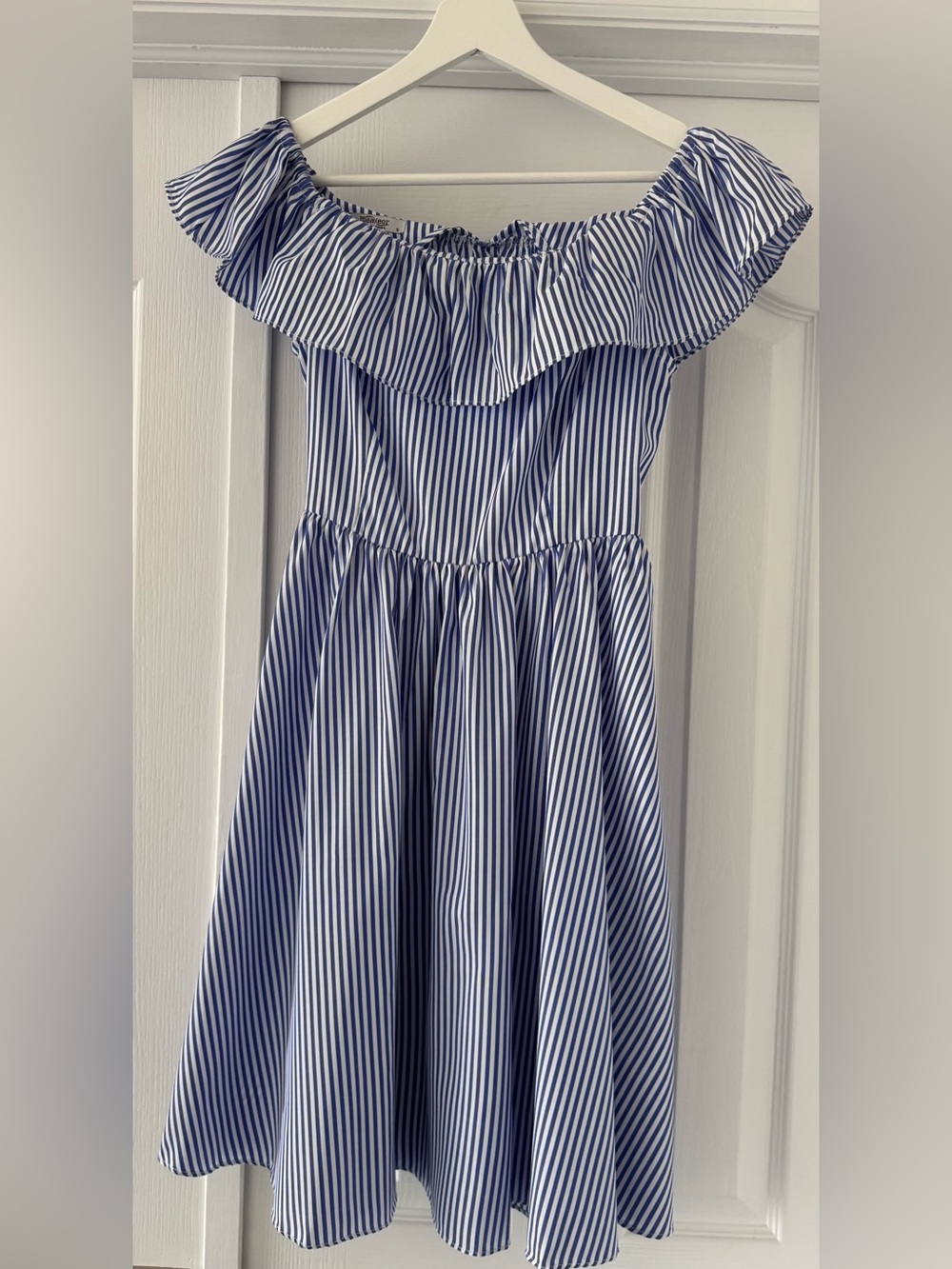 Summer Striped Off-Shoulder Blue Dress size S